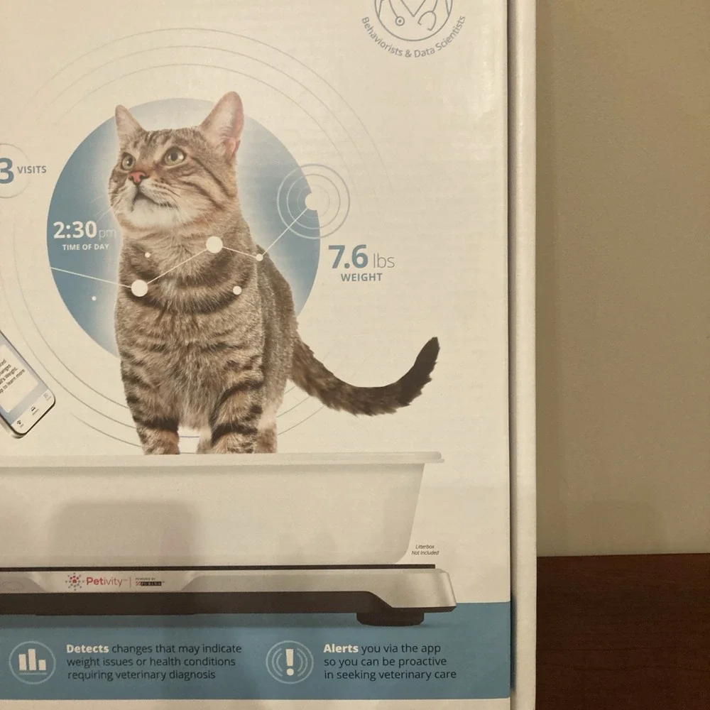 Petivity Smart Litterbox Monitor Health Tracking Alert System for Cats Open Box
